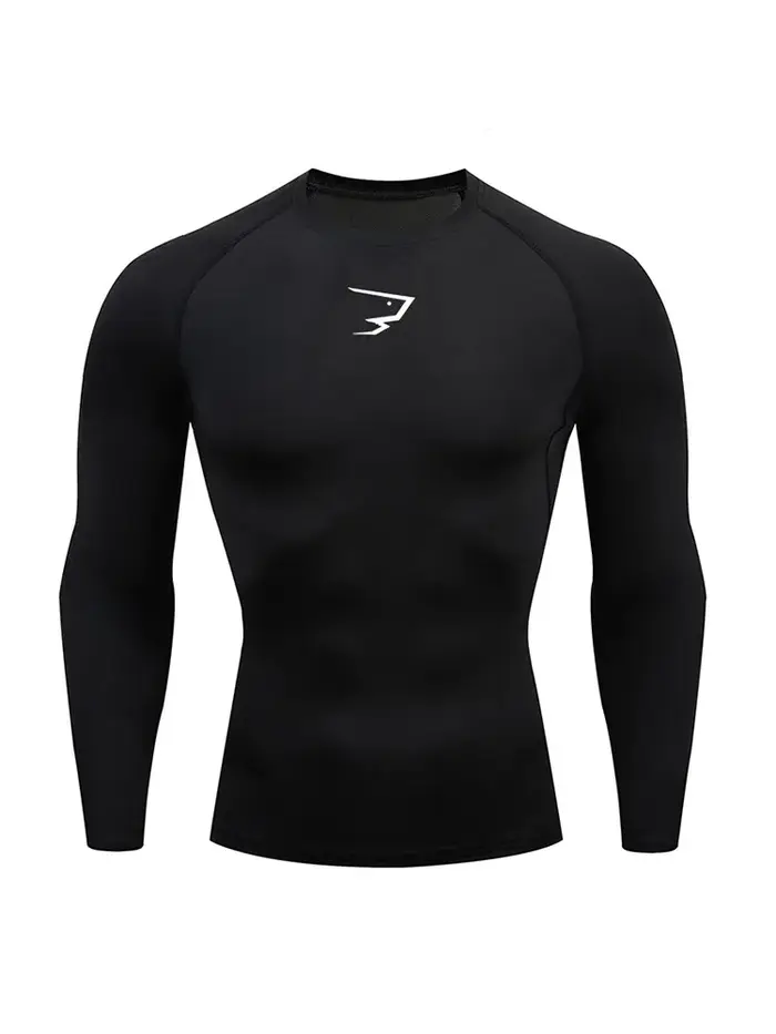 T-shirt de fitness à manches longues pour hommes, T-shirt de compression Dry Fit, vêtements de sport
