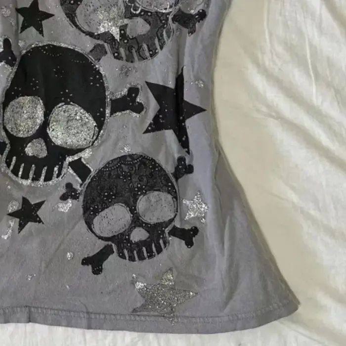 Américain rétro Hottie T-shirt rue sous-culture crâne impression t-shirts Punk gothique T-shirt femm