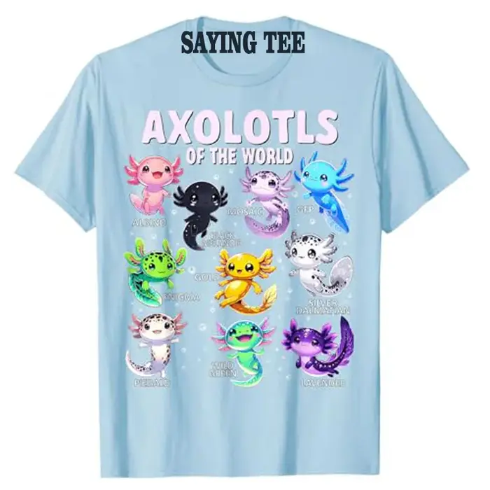 Axolotls du monde Kawaii T-Shirt Types de Axolotl poisson amphibien