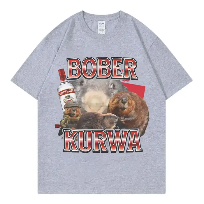 T-shirt Homme Graphique Y2K à Manches Courtes et Col Rond – Motif Souris Amusante Bober Kurwa