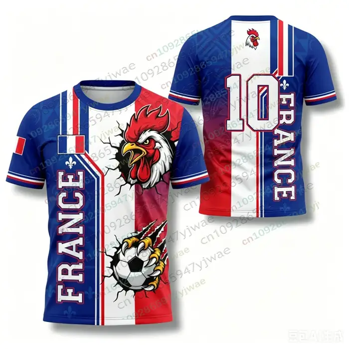 Maillot de Foot France 2026 Édition Fan Mbappé N°10 – T-shirt de Sport Respirant et Séchage Rapide pour Homme et Femme – Collection Été
