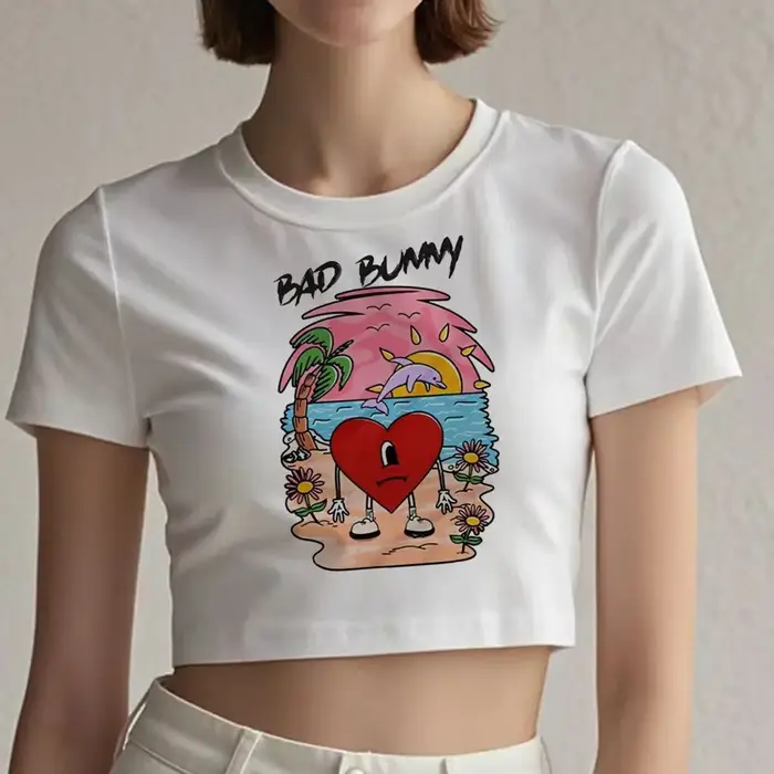 Crop top Bad Bunny, style grunge shoujo
