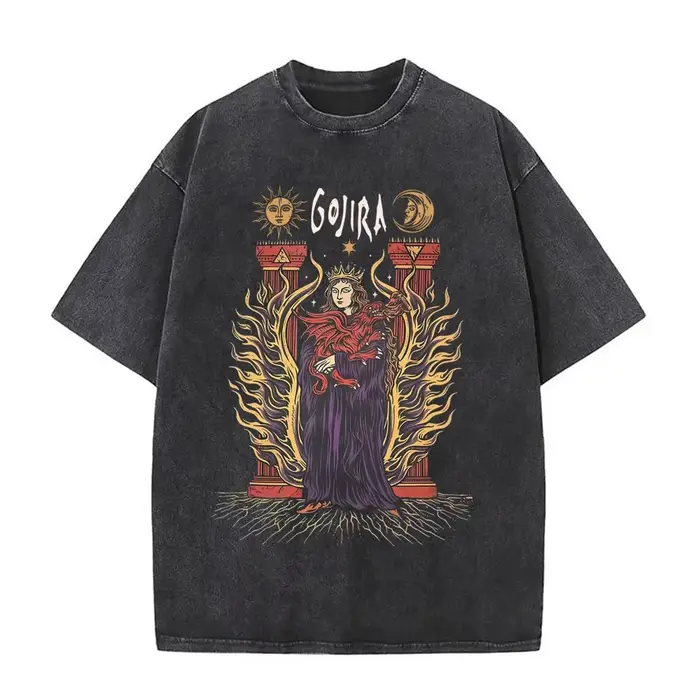 T-shirt vintage en métal lavé pour homme et femme, groupe de rock Gojira, From Mars To Sirius, style