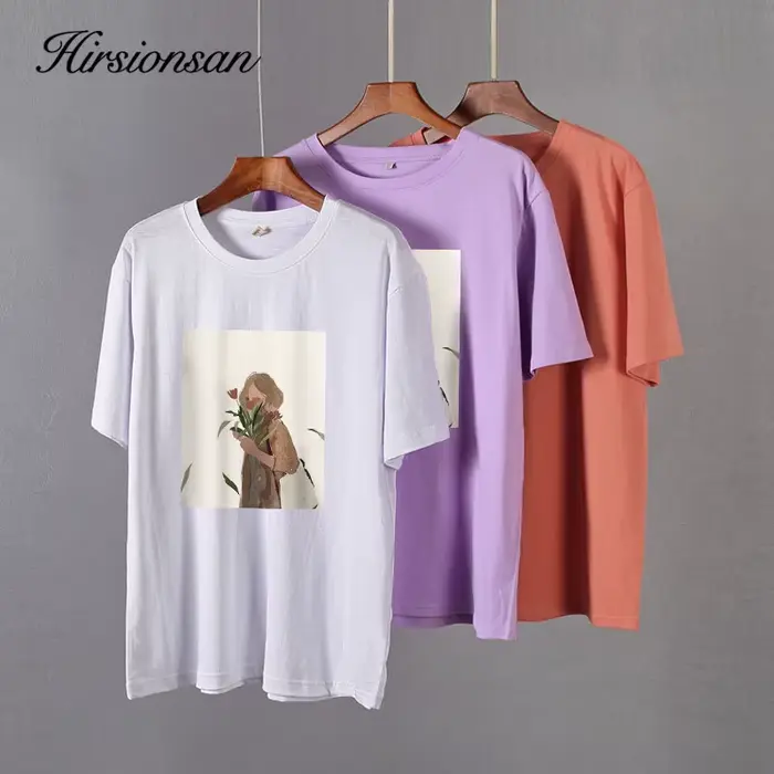 Hirsionsan – t-shirt en coton imprimé graphique Harajuku pour femme, haut coréen doux et ample, esth