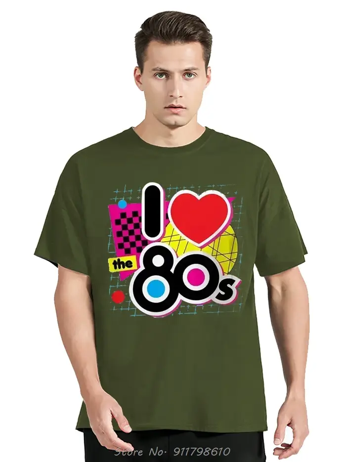T-shirt unisexe à manches courtes et col rond pour hommes, robes rétro, vêtements d'été, 80 ans, 198