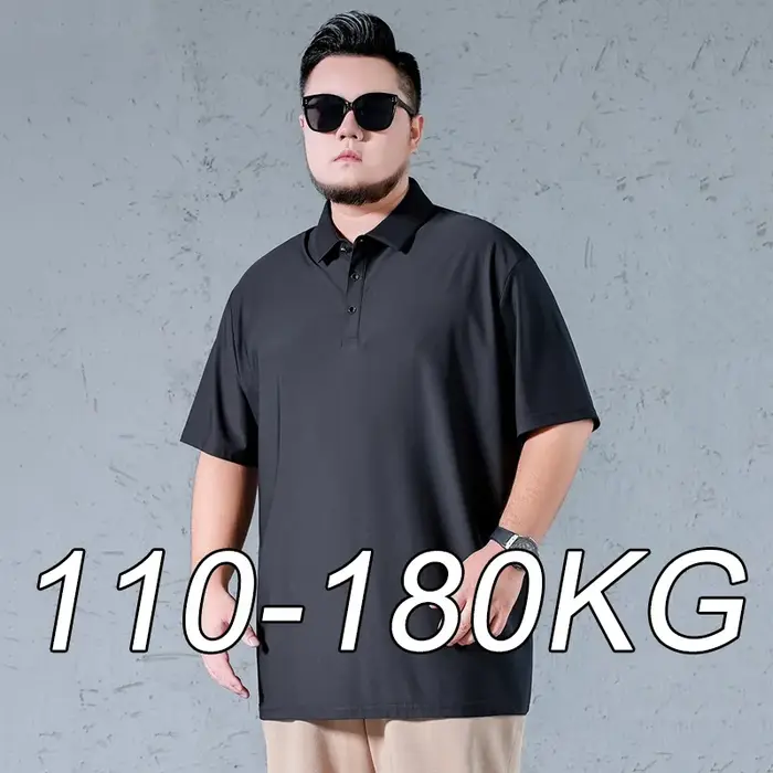 1XL-7XL grande taille hommes POLO décontracté glace soie sans couture à manches courtes haute qualité