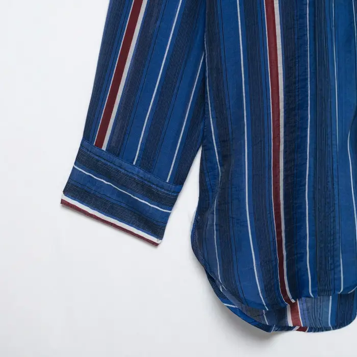 Chemise rayée ample à manches longues pour femme – Nouvelle collection printemps – Confortable et décontractée en fibre de polyester – Style basique pour le quotidien et la mode