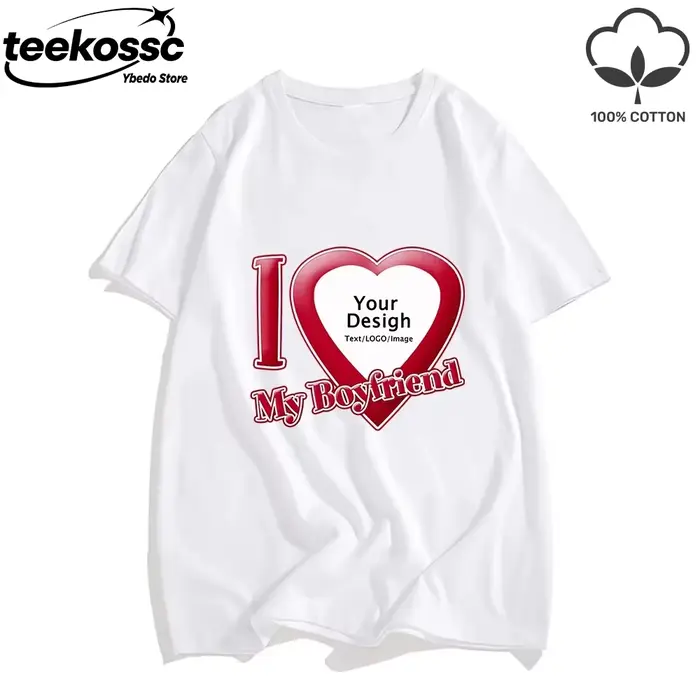 T-shirts DIY I Love My Boyfriend Girlfriend pour femmes et hommes