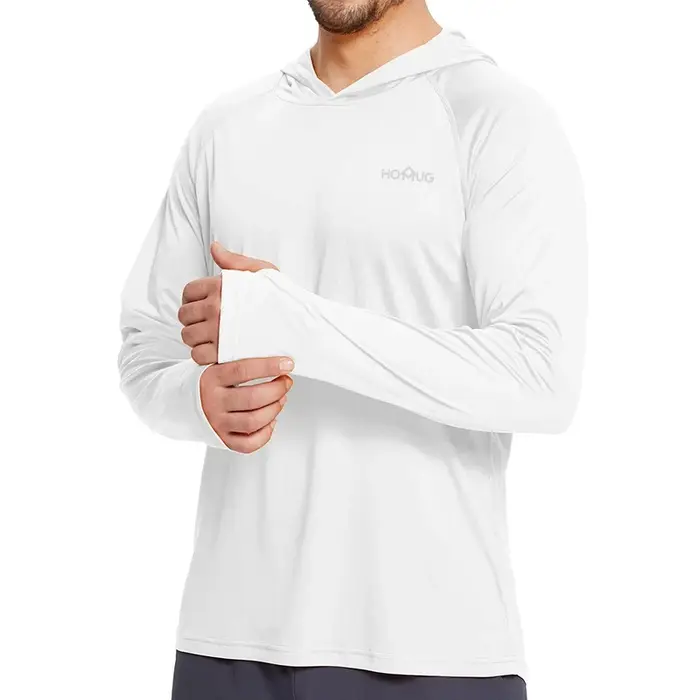 Protection solaire T-Shirt à capuche pour hommes UPF50 + Protection solaire T-Shirt à manches longues séchage rapide respirant randonnée crème solaire vêtements de pêche