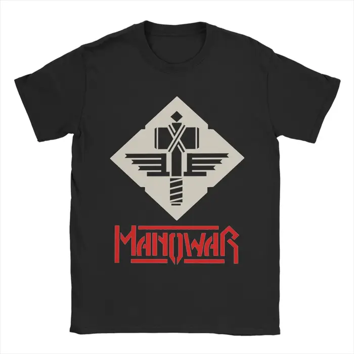 Manowars T-Shirt pour hommes en coton Vintage, col rond, manches courtes, vêtements d'été
