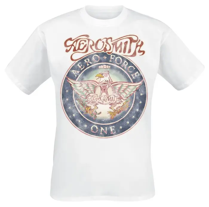 Aerosmith Aero Force One Badge T-shirt unisexe en coton imprimé vintage Rock Casual Tee