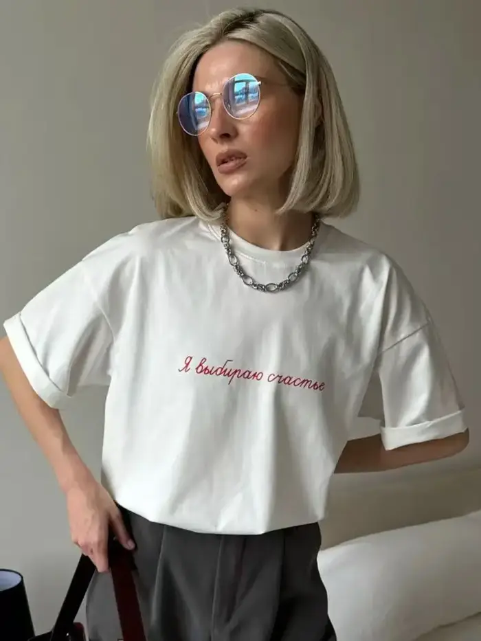 Simple lettre imprimer blanc graphique t-shirts femmes 100% coton à manches courtes col rond décontracté t-shirts mode américaine t-shirt été
