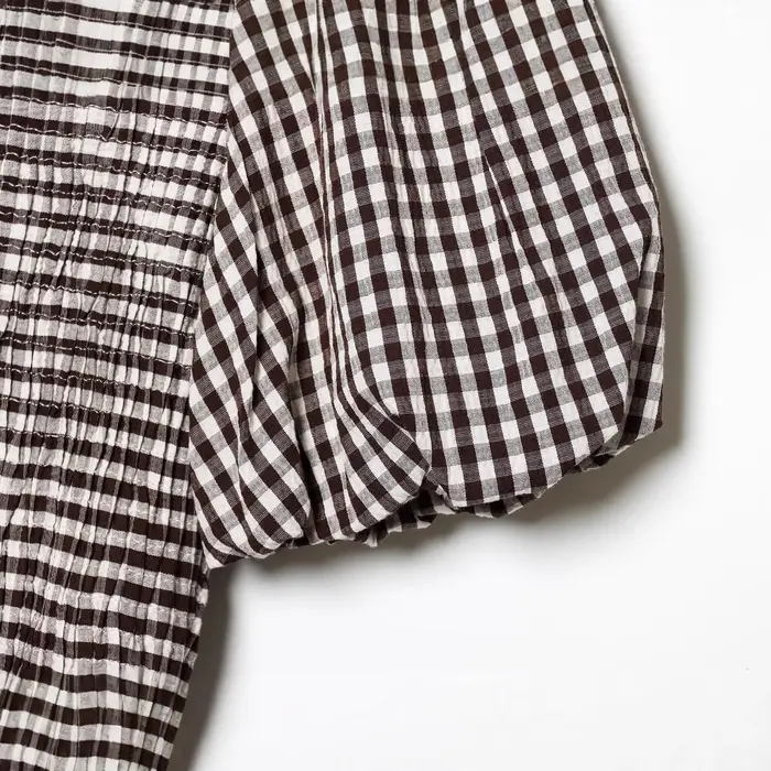 Chemise Vintage Femme Tendance à Col Montant et Manches Bulles