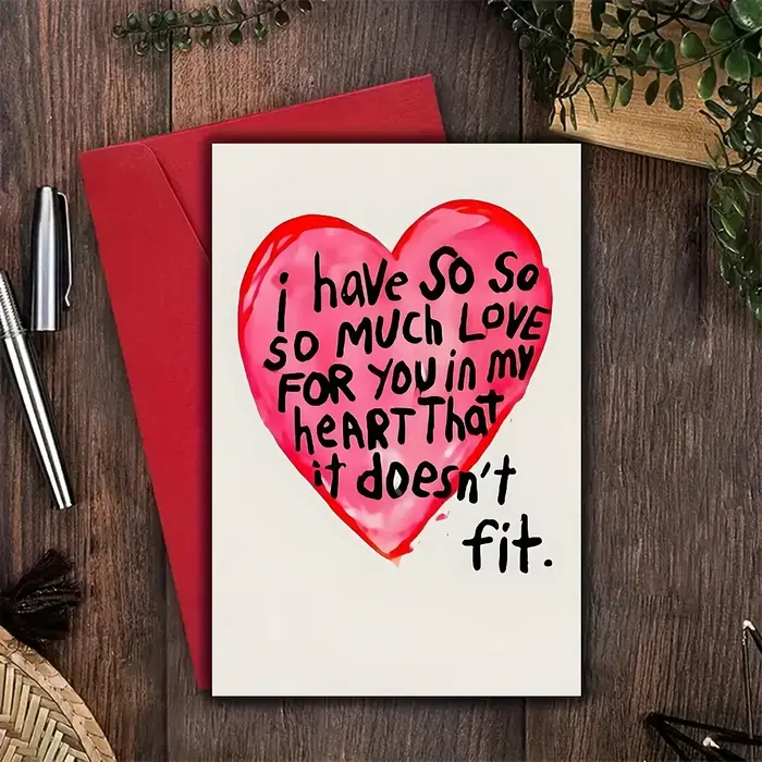 Carte d'anniversaire d'amour sincère - Message « J'ai tellement d'amour pour toi », pour les couples et les partenaires, design cœur rouge expressif