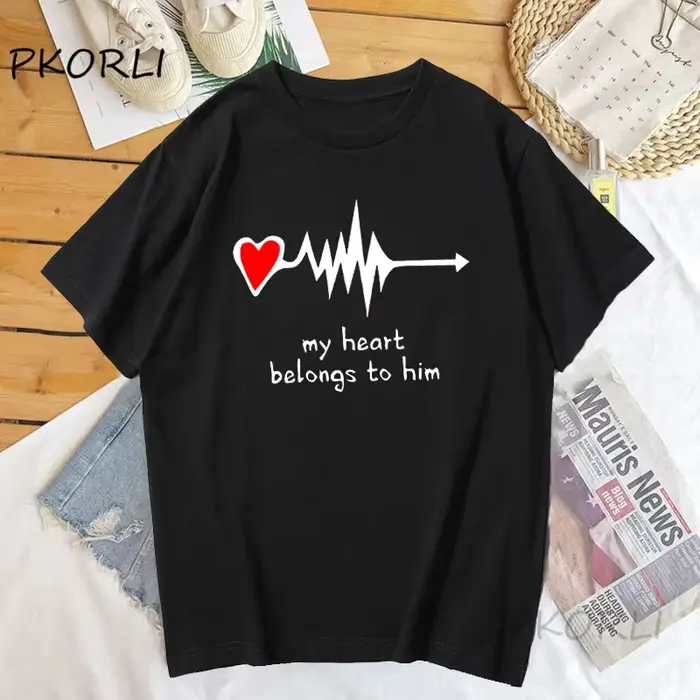 T-shirt "My Coussins Belongs to Her Heartbeat" pour couple, femme et homme, humoristique, famille, m