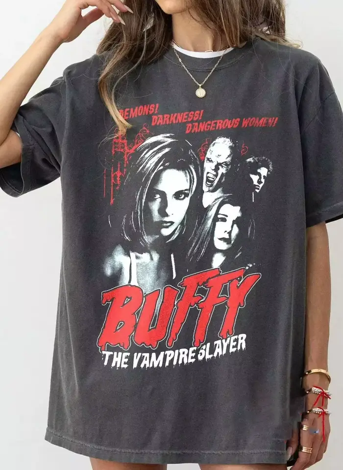 Vintage Buffy contre les vampires T-shirt film d'horreur T-shirt hommes femmes été hommes T-Shirt dé