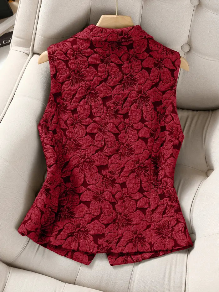 Gilet Blazer Jacquard sans manches pour femmes