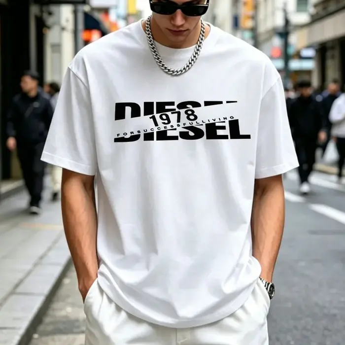 T-shirt Homme 2026 Style Diesel Imprimé 1978 Coton Décontracté Streetwear Mode Manches Courtes