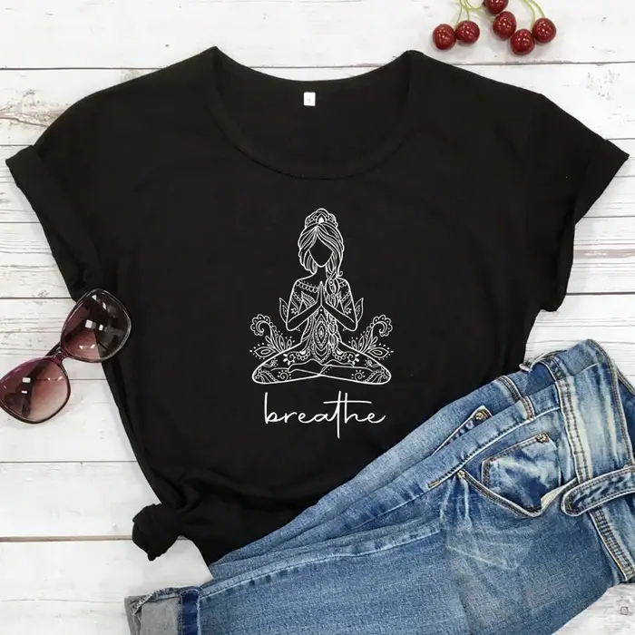 T-shirt Boho pour femmes, respirant et humoristique, pour la méditation, yoga et entraînement