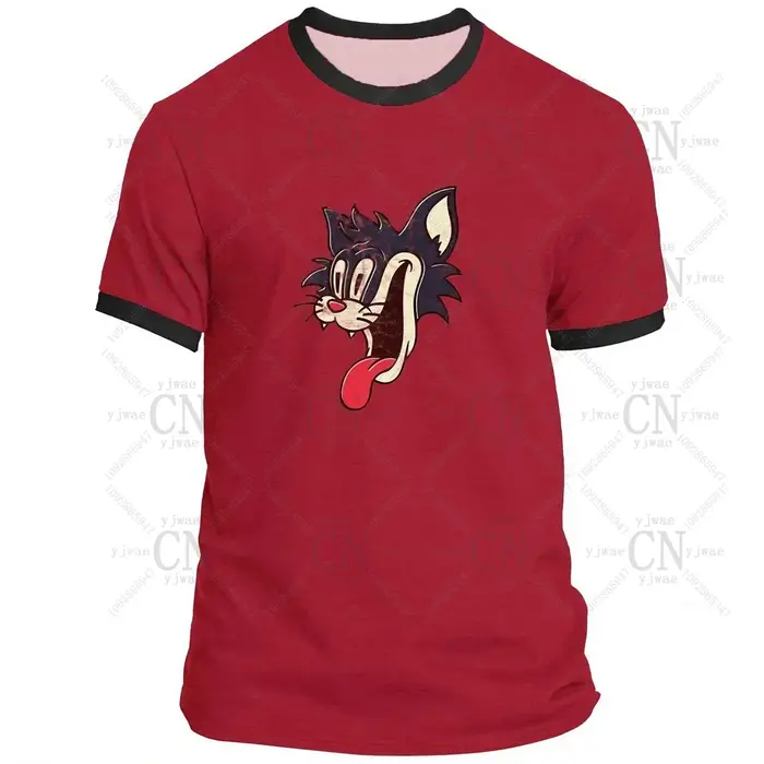 T-Shirt Crazy Cat Smiling Psycho, T-Shirt avec personnage Patrick Hockstetter, T-Shirt décontracté d