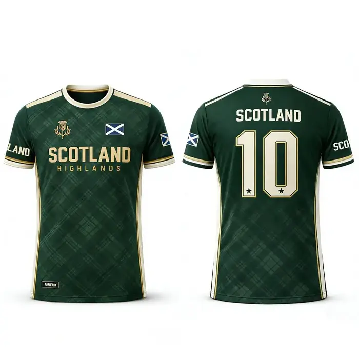 T-shirt imprimé drapeau écossais 2026 – Maillot de football respirant et à séchage rapide pour homme – Tenue d'entraînement quotidienne – Cadeau pour fan