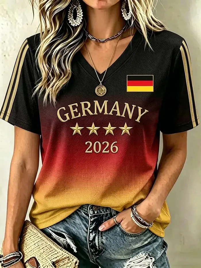 T-shirt de football allemand à col en V