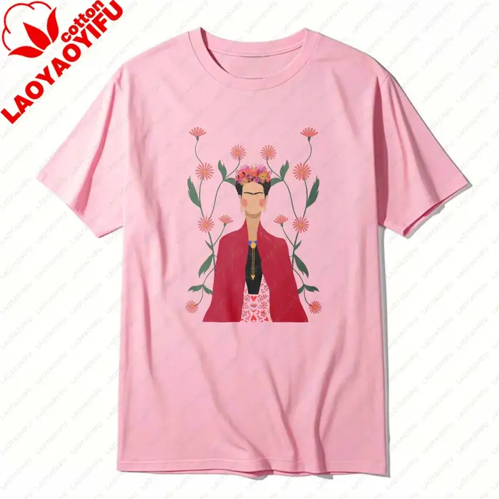 T-shirt en coton unisexe style bohème Frida Kahlo