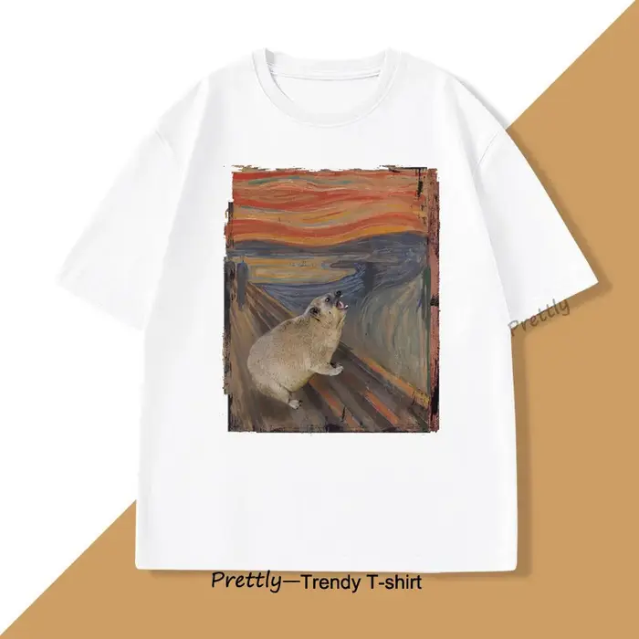 Hyrax Scream parodie Meme T-Shirt pour hommes femmes Vintage coton à manches courtes col rond T-shirts ample décontracté Mne's vêtements