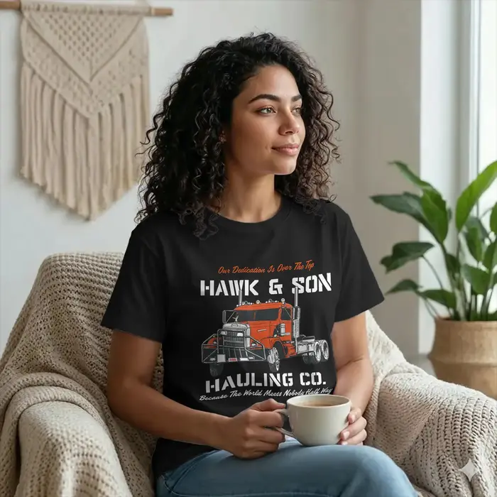 T-shirt pour homme en pur coton vintage de la marque Hawk and Son Hauling Company