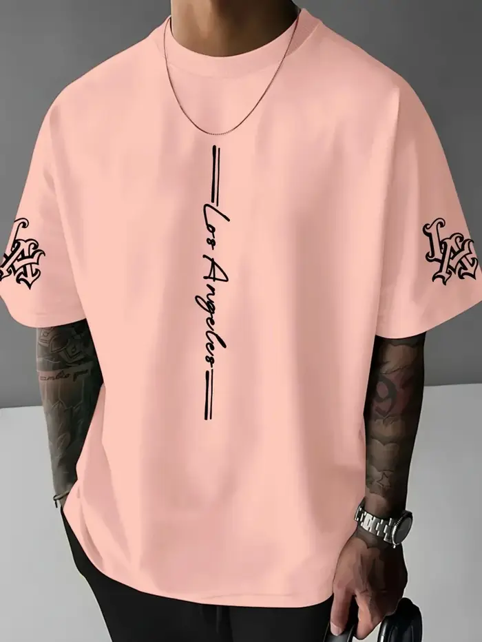 T-shirt Homme Été 2026 - Nouveau Design Minimaliste Lettres Imprimées en 3D - Vêtement de Loisirs Extérieur