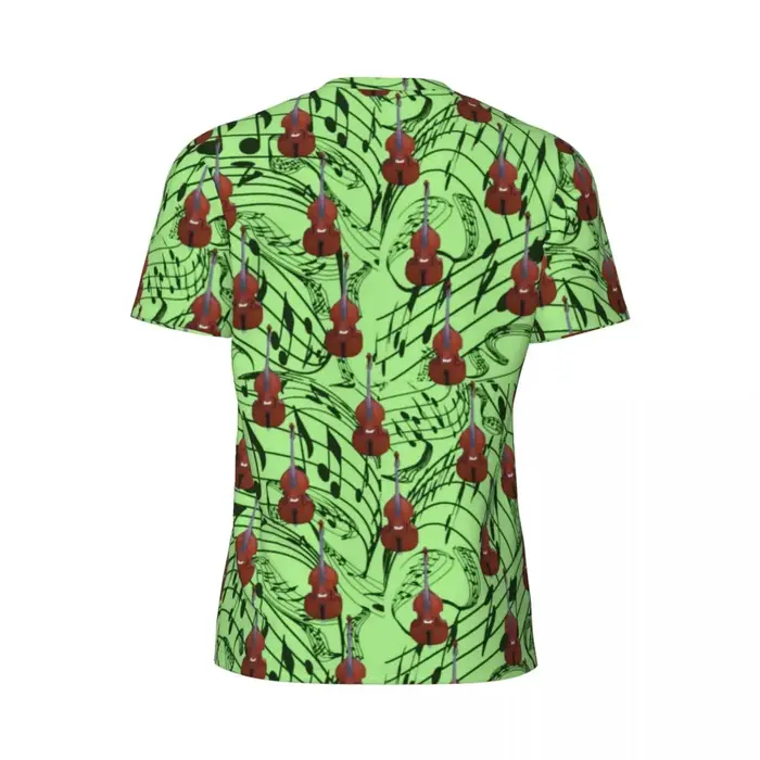 T-Shirt Sportif à Col Rond pour Homme, Notes de Musique Vertes, Hiphelicopter, Guitares Imprimées, Vêtements de Style de Rue, Cadeau, Été