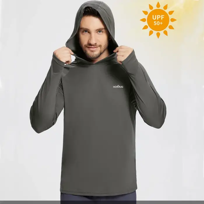 Sweat à capuche pour hommes Protection solaire UPF50 + T-Shirt à manches longues chemise de cyclisme à capuche séchage rapide respirant crème solaire UV chemises de pêche