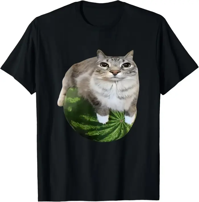 T-shirt pastèque chat idiot Meme, une chemise hilarante imprimée pastèque est un haut unisexe élégan