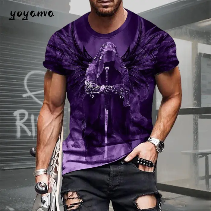 T-shirt pour homme avec motif crâne imprimé en 3D. Vêtements d'été rétro décontractés et sportifs à manches courtes