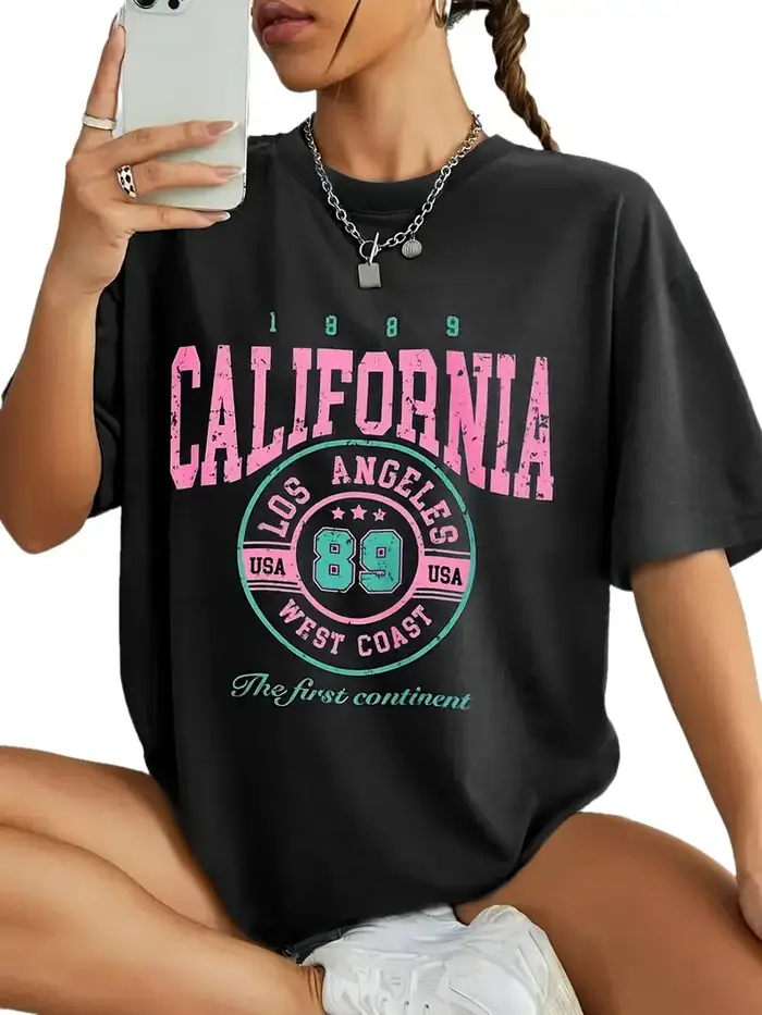 100% coton t-shirt col rond californie Los Angeles mode femme t-shirt style décontracté imprimé arti