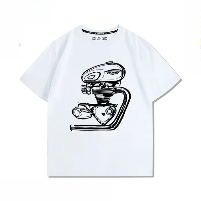 T-shirt imprimé rétro T120 modifié pour moteur de moto