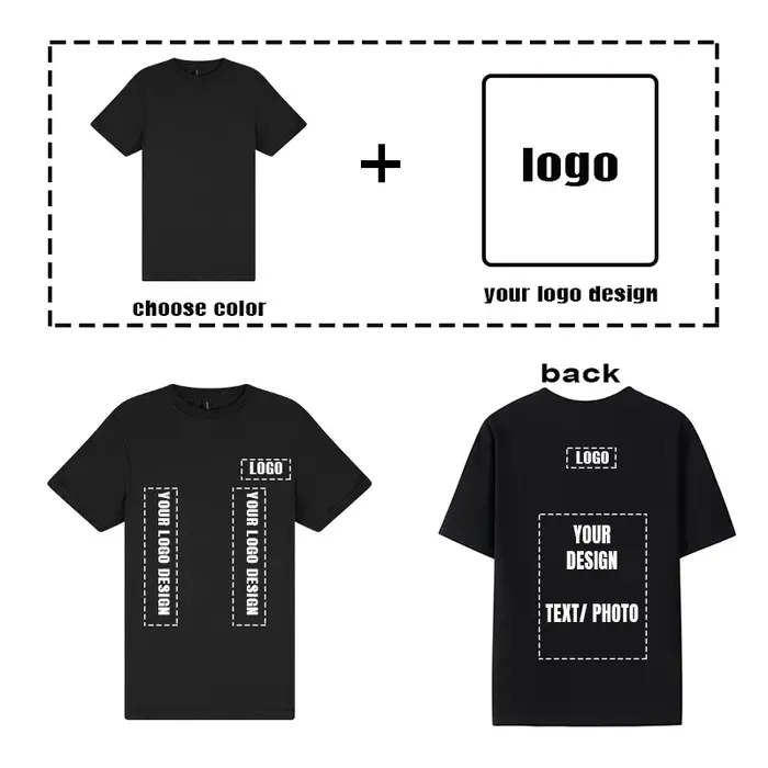 Logo personnalisé gratuit coton à manches courtes couleur unie col rond t-shirts hauts t-shirt
