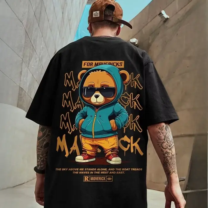 M-8XL hommes T-Shirt surdimensionné ample mode américaine Vintage lunettes de soleil ours imprimé
