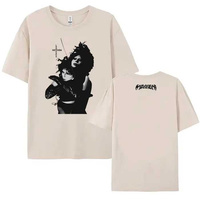 Grunge t-shirts Lady Gaga Mayhem Album T-shirt coton femmes/hommes col rond
