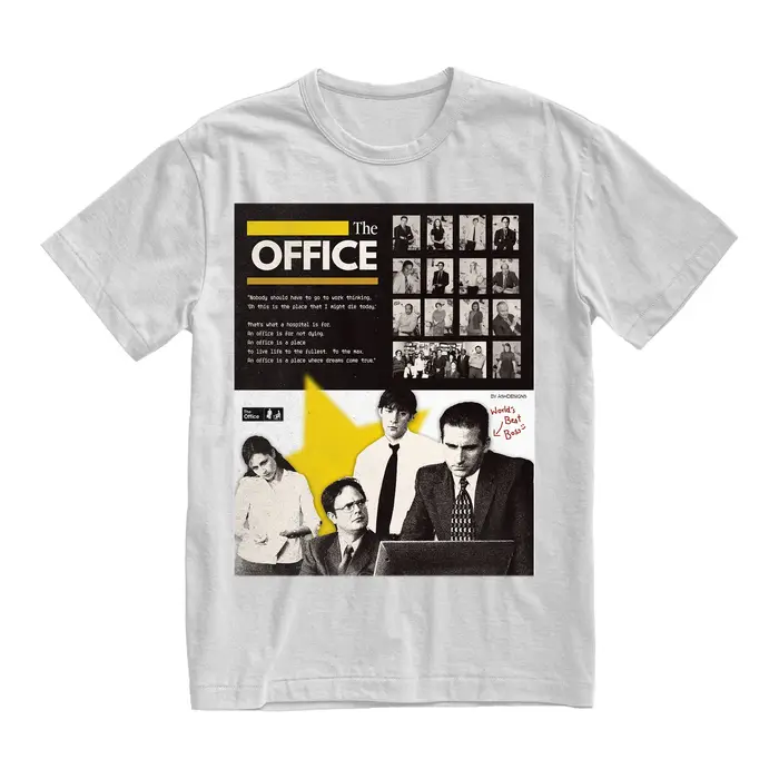 Nouveau le bureau film graphique hommes impression T-shirt décontracté Vintage Prue coton à manches 