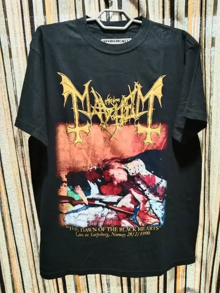 Mayhem Band T-Shirt l'aube des cœurs noirs Tour T-Shirt noir H9376