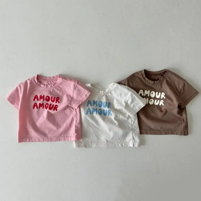 Bébé à manches courtes t-shirt garçon filles mignon Simple lettre impression