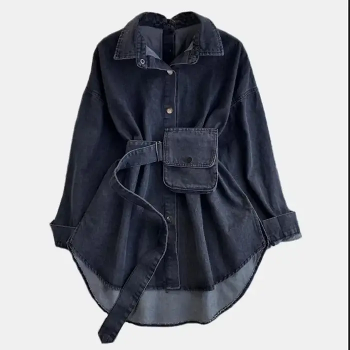 Chemises en denim à boutonnage simple pour femmes