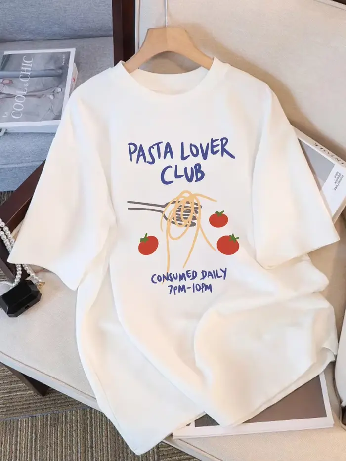 T-shirt Club des Amateurs de Pâtes pour Femme, T-shirts graphiques amusants avec motif spaghetti, Ha