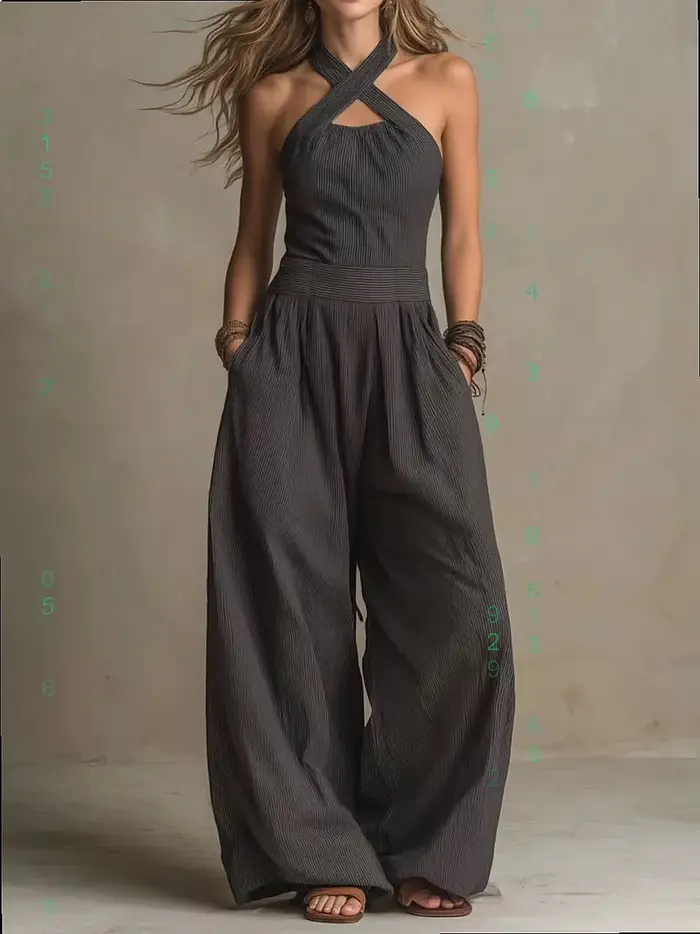 Combinaison sans manches à col halter, ensemble assorti printemps-été
