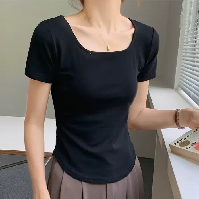 T-shirt d'été en coton à manches courtes pour femmes