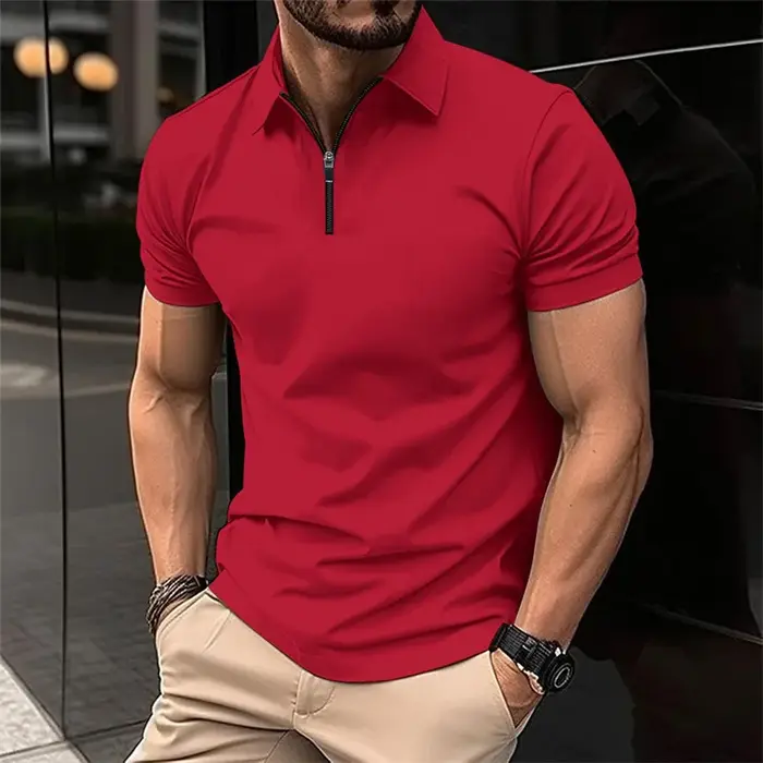 Polo élégant à col demi-zip pour hommes