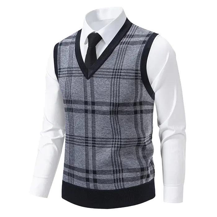 Gilet en tricot sans manches pour homme 2026 – Pull léger décontracté à col en V