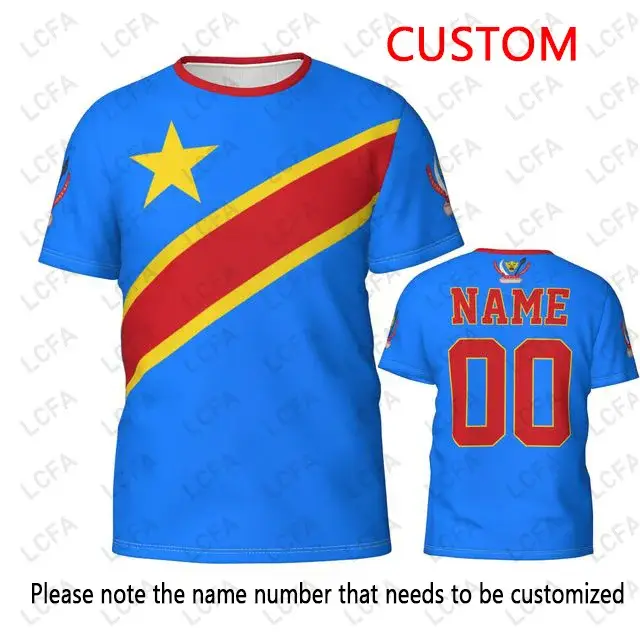 Nom personnalisé numéro république démocratique du Congo drapeau emblème 3D T-shirt hommes femmes t-shirts maillot