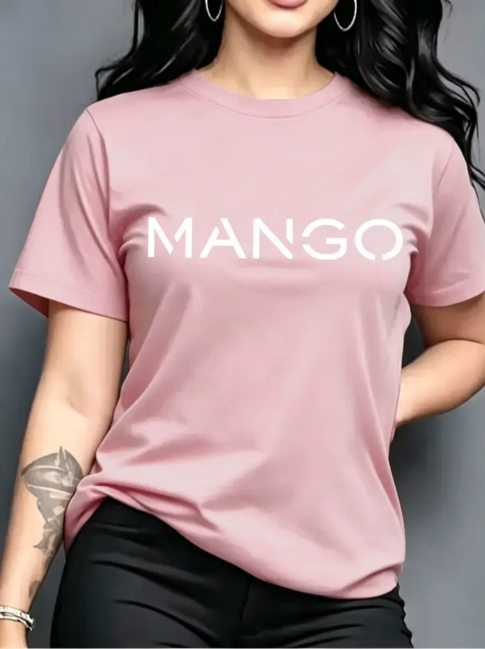 Nouveauté : T-shirts minimalistes pour femmes avec motif graphique MANGO, blancs, col rond, manches 